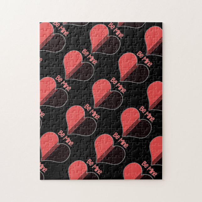 Puzzle Be Mine Valentine Red Stripe Heart (Vertical)