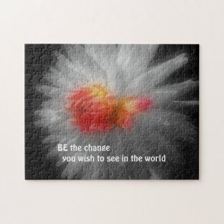 Puzzle Be the Change Dahlia Flower Flower Inspirador Cita