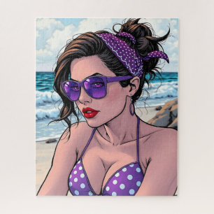 Puzzle Beach Lady en tonos, bikini y Bandana