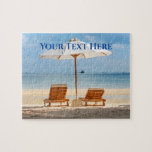 Puzzle Beach Lounge Chairs with Umbrella<br><div class="desc">Lounge Chairs with Umbrella on beautiful beach.</div>
