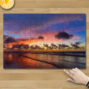 Puzzle Beach Sunset Blue Cloudy Sky