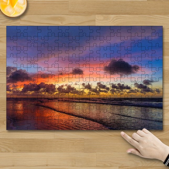 Puzzle Beach Sunset Blue Cloudy Sky (Subido por el creador)