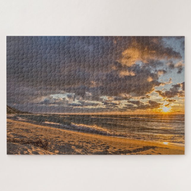 Puzzle Beach Sunset en el lago Michigan (Horizontal)