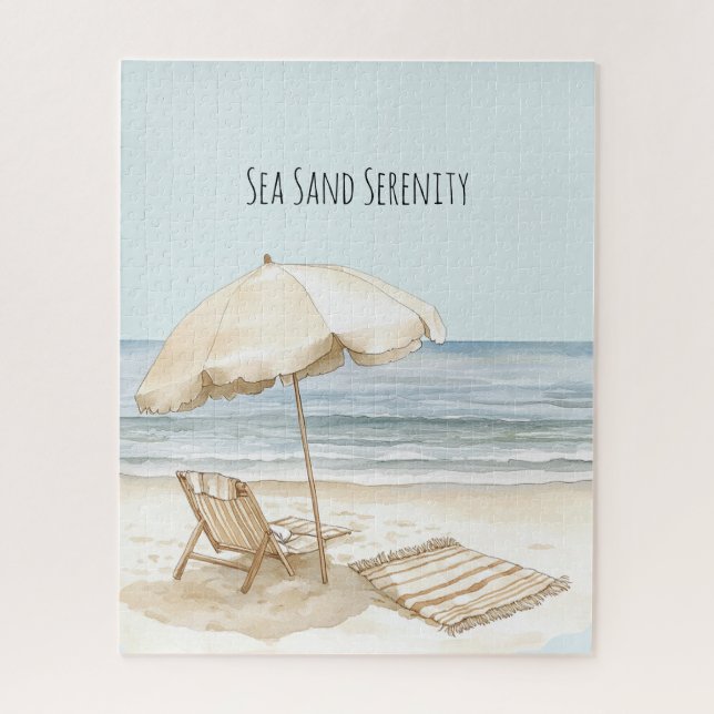 Puzzle Beach Umbrella Ocean Sea Sand Serenity (Vertical)