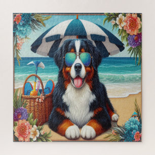 Puzzle Beachside Bernese Bliss: Perro Guay con gafas de s