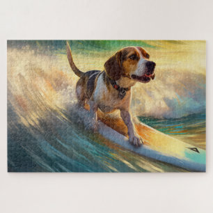Puzzle Beagle Beach Surfing Painting