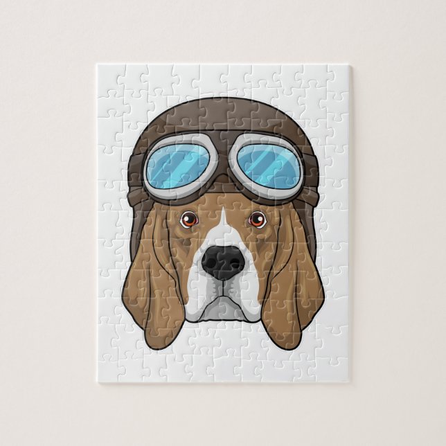 Puzzle Beagle como piloto con gorra piloto (Vertical)