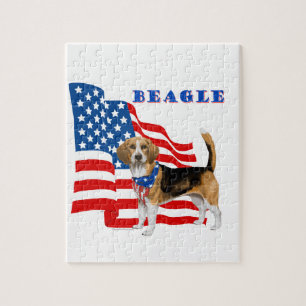Puzzle Beagle con bandera americana