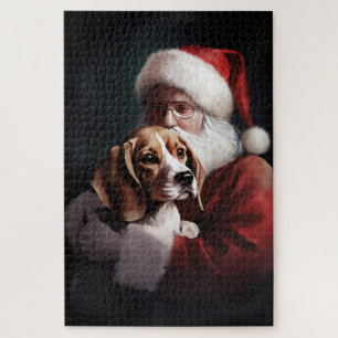 Puzzle Beagle con Navidades festivos de Santa Claus