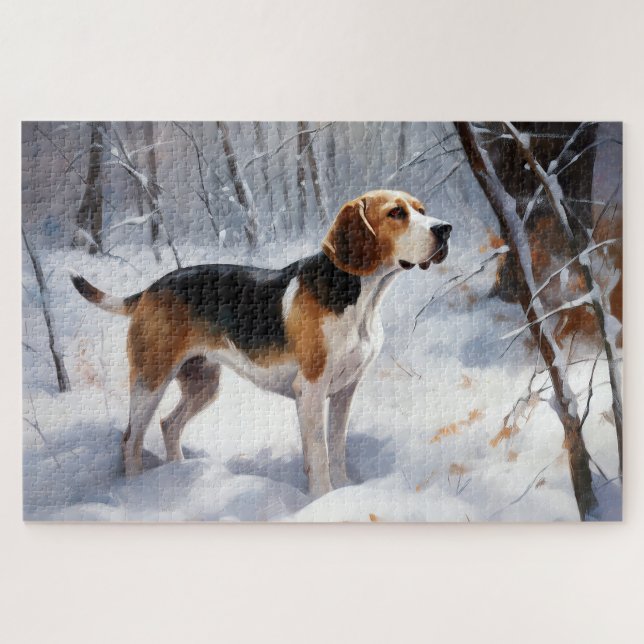 Puzzle Beagle Deja que nieve Navidad (Horizontal)