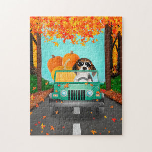 Puzzle Beagle Dog Fall Pumpkin
