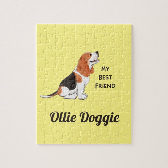 Puzzle Beagle Dog My Best Friend Custom Name (Vertical)