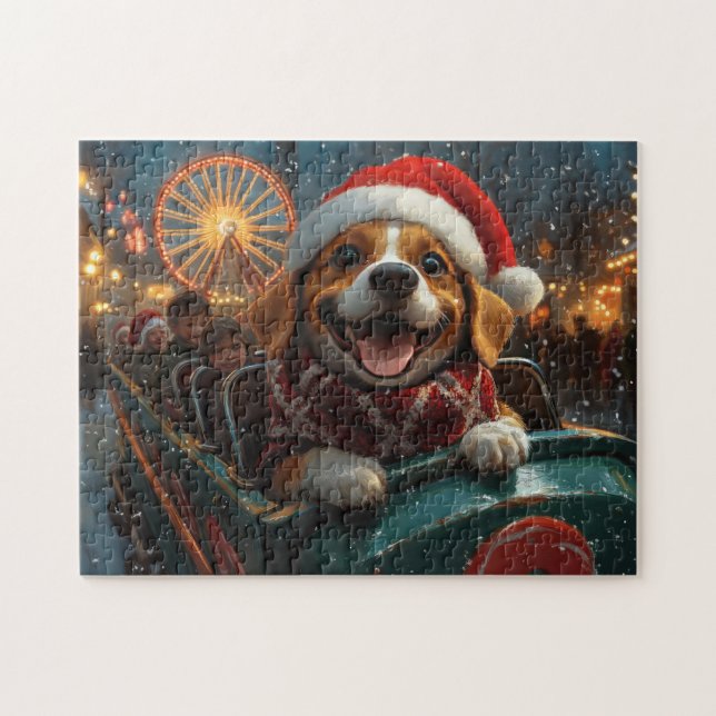 Puzzle Beagle Dog Roller Coaster Navidades (Horizontal)