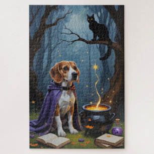 Puzzle Beagle Dog Whimsical Halloween Pintura