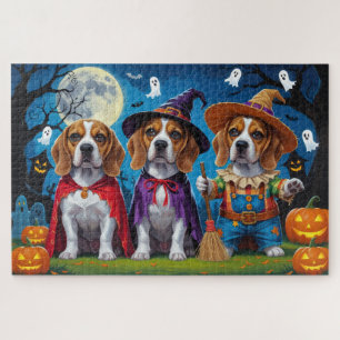 Puzzle Beagle Dogs Calabaza Halloween Gracioso