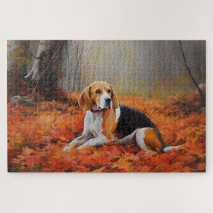 Puzzle Beagle en Otoño Hojas Caídas Inspiran