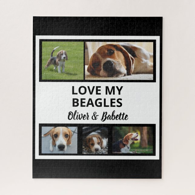 Puzzle Beagle Lovers Personalizado Cachorro y Collage de  (Vertical)