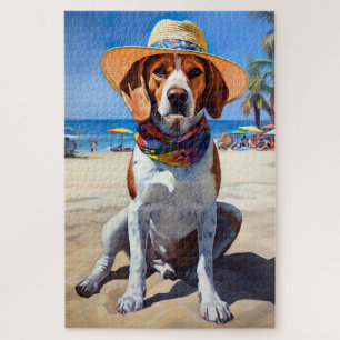 Puzzle Beagle on Beach, regalo de verano para los amantes