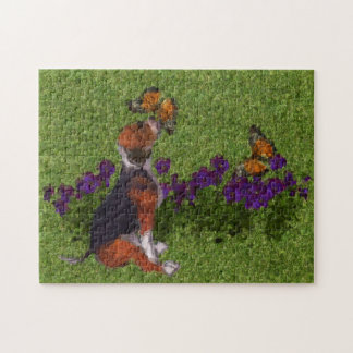 Puzzle Beagle Puppy Butterflies Perro Pintura de fotos de