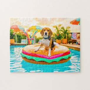 Puzzle Beagles en la hamburguesa flotante