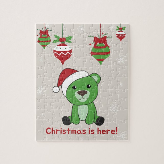 Puzzle Bear Merry Christmas Winter Animals Bears Jigsaw P (Vertical)