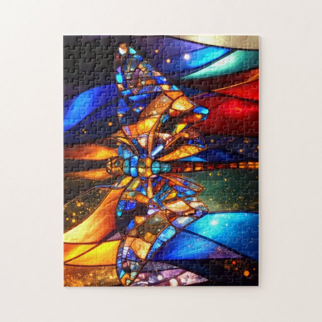 Puzzle Beautiful Colorful Glimmering Winged Dragonfly (Vertical)