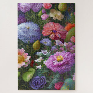 Puzzle Beautiful Digital Painting Colorful Mixed Flowers