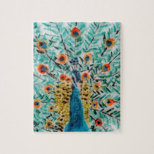 Puzzle Beautiful Emerald Green, Turquoise Peacock
