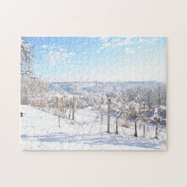 Puzzle Beautiful Frosty Winter Snow Landscape Vineyards
