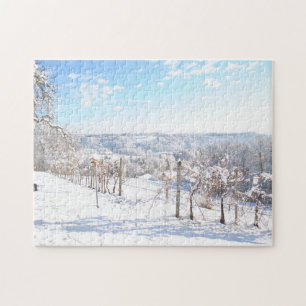 Puzzle Beautiful Frosty Winter Snow Landscape Vineyards