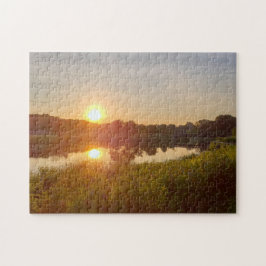 Puzzle Beautiful Lake Photo Sunset Green Midwest Picture