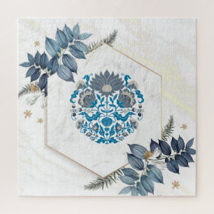 Puzzle Beautiful Mandala Floral Art, Cream Background
