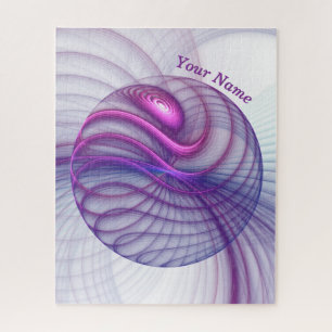 Puzzle Beautiful Modern Abstract Fractal Art Pink Name