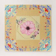 Beautiful Spring Floral Art, Orange Background