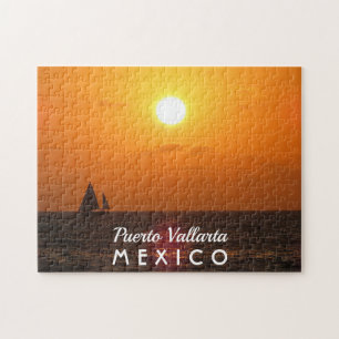 Puzzle Beautiful Sunset With Boat Puerto Vallarta Mexico
