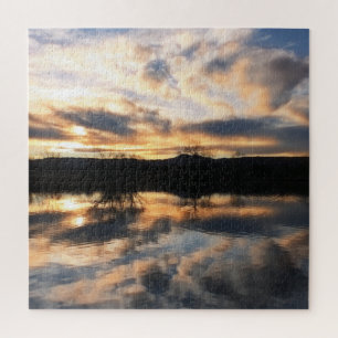 Puzzle Beautiful Winter Sunset over Lake Photo