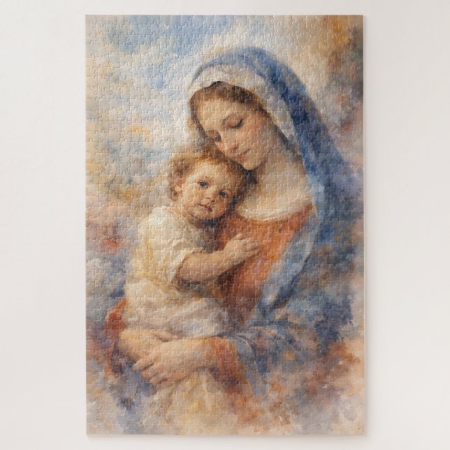 Puzzle Beauty of Motherhood Faith Mary Baby Jesus Gift (Vertical)