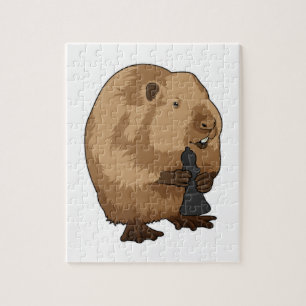 Puzzle Beaver en el Obispo de Ajedrez con pieza de ajedre