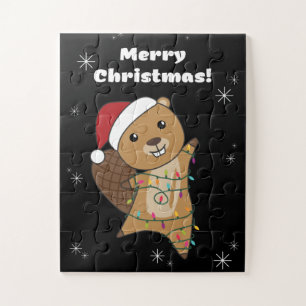 Puzzle Beaver Navidades animados animales de invierno cas