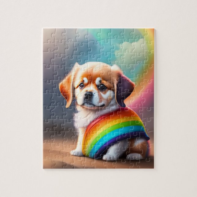 Puzzle Bebé dulce colorido y adorable con arcoiris (Vertical)