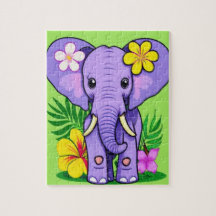 Bebé elefante con flores tropicales