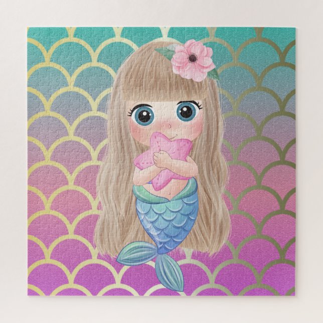 Puzzle Bebé lindo Sirena Ombre Mermaid Teil Scales (Vertical)