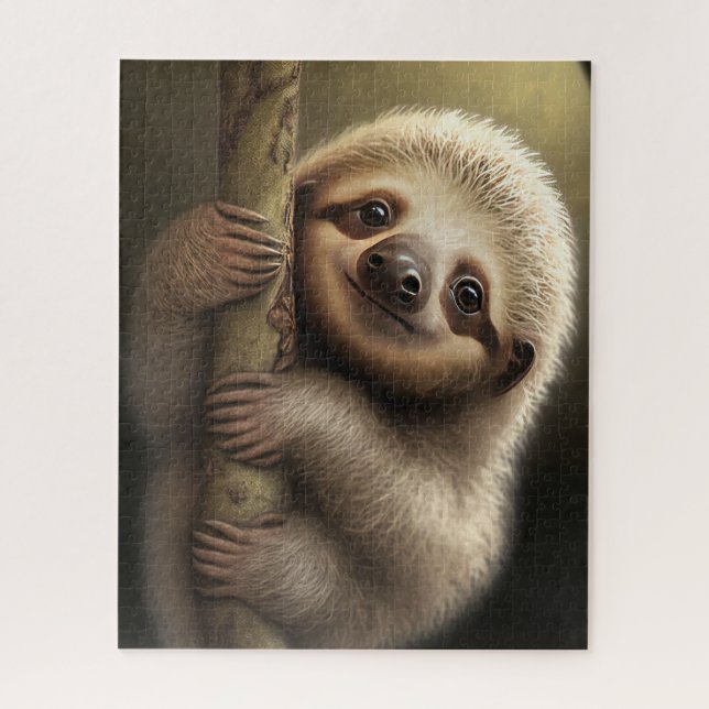 Puzzle Bebé lindo Sloth Sonriente Naturaleza animal (Vertical)