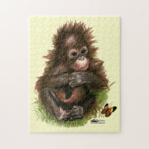 Puzzle Bebé orangután y mariposa
