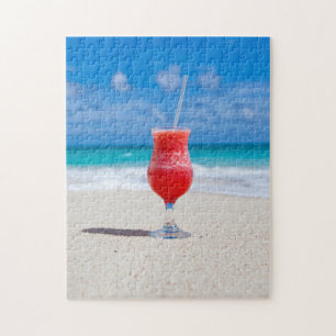 Puzzle Bebida de fresa helada en la playa