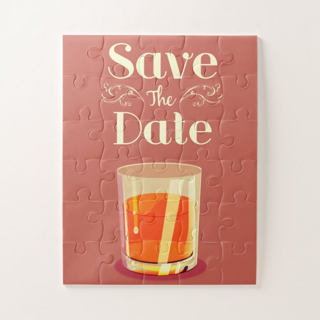 Puzzle Bebida de Whisky Vintage Save The Date (Vertical)