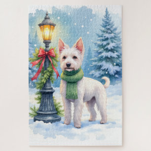 Puzzle Bedlington Terrier Acuarela Poste de Navidad