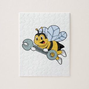 Puzzle Bee as Mechanic with Wrench