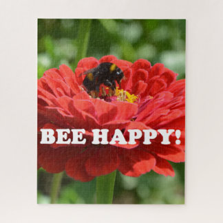 Puzzle Bee Happy Red Flower