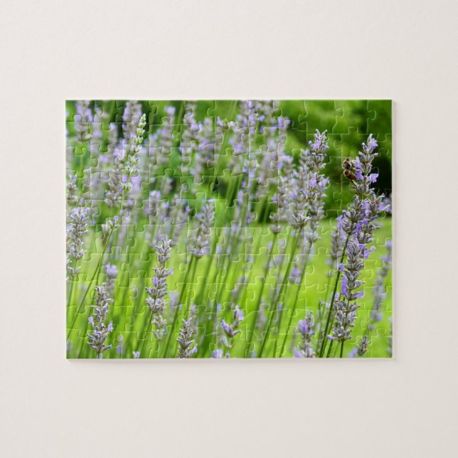 Puzzle Bee on Lavender Summer Floral (Horizontal)